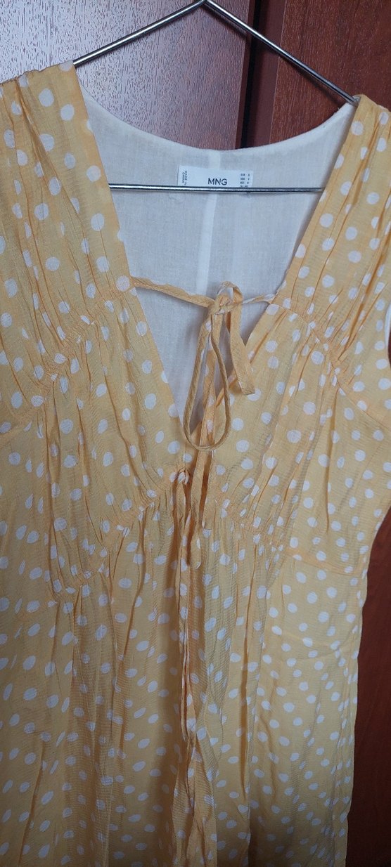 H&M Sarı Puantiyeli Kolsuz Elbise - Görsel 3