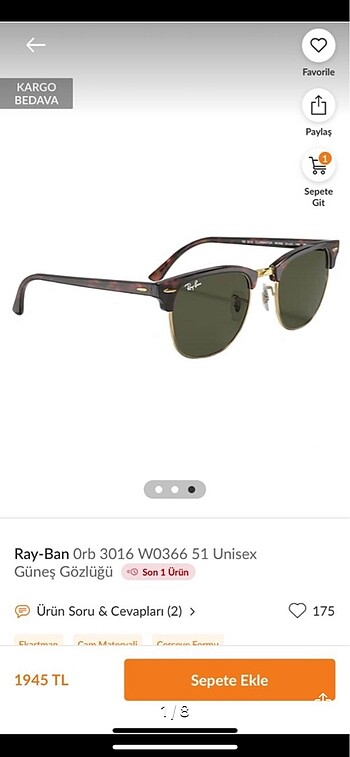 Rayban unisex gözlük