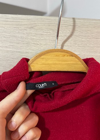 Kırmızı boğazlı Kadın Triko Kazak - Görsel 3