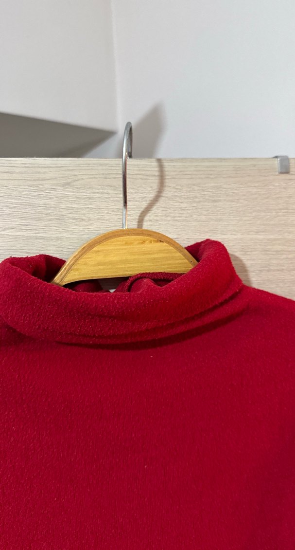 Kırmızı boğazlı Kadın Triko Kazak - Görsel 4