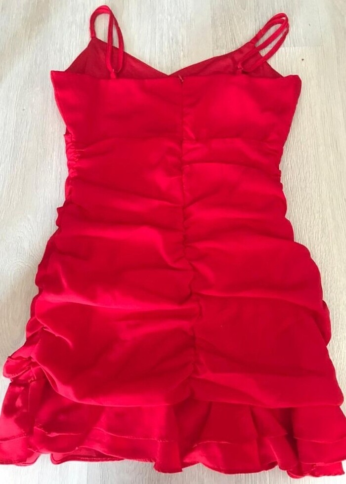Kırmızı mini elbise  - Görsel 4