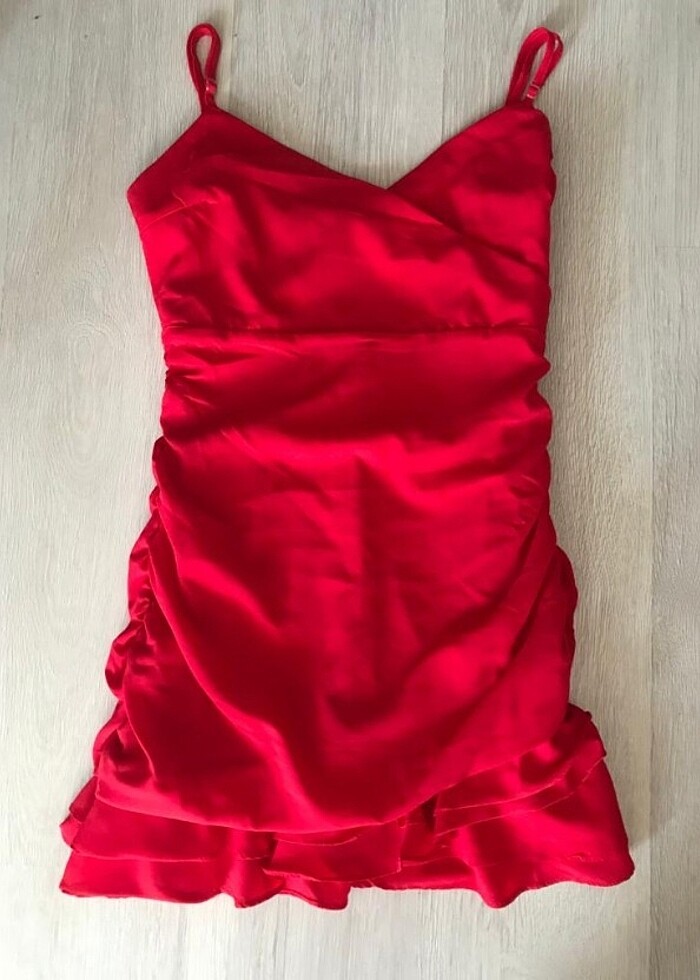 Kırmızı mini elbise  - Görsel 5