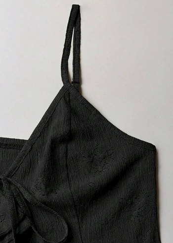 m Beden Siyah Fırfırlı Gotik Strappy Büstiyer