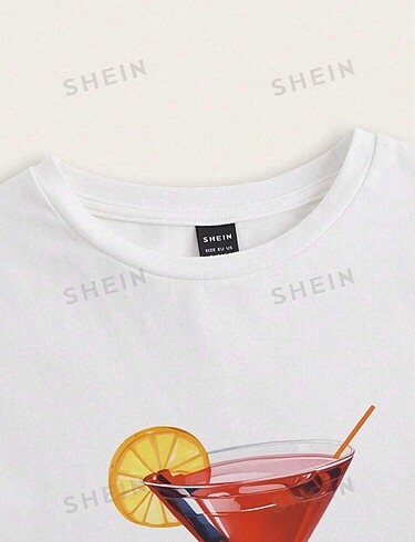 s Beden Shein baby tee baskılı tişört