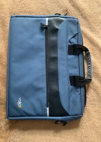 Mavi Gri Fermuarlı Laptop Çantası