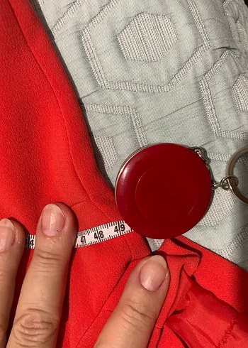 Kısa Kırmızı Kadın Ceket, Kısa Kollu, Pilili - Görsel 13