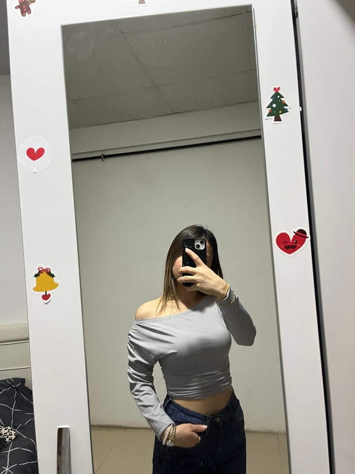 Gri Kadın Midi Crop Top - Görsel 2