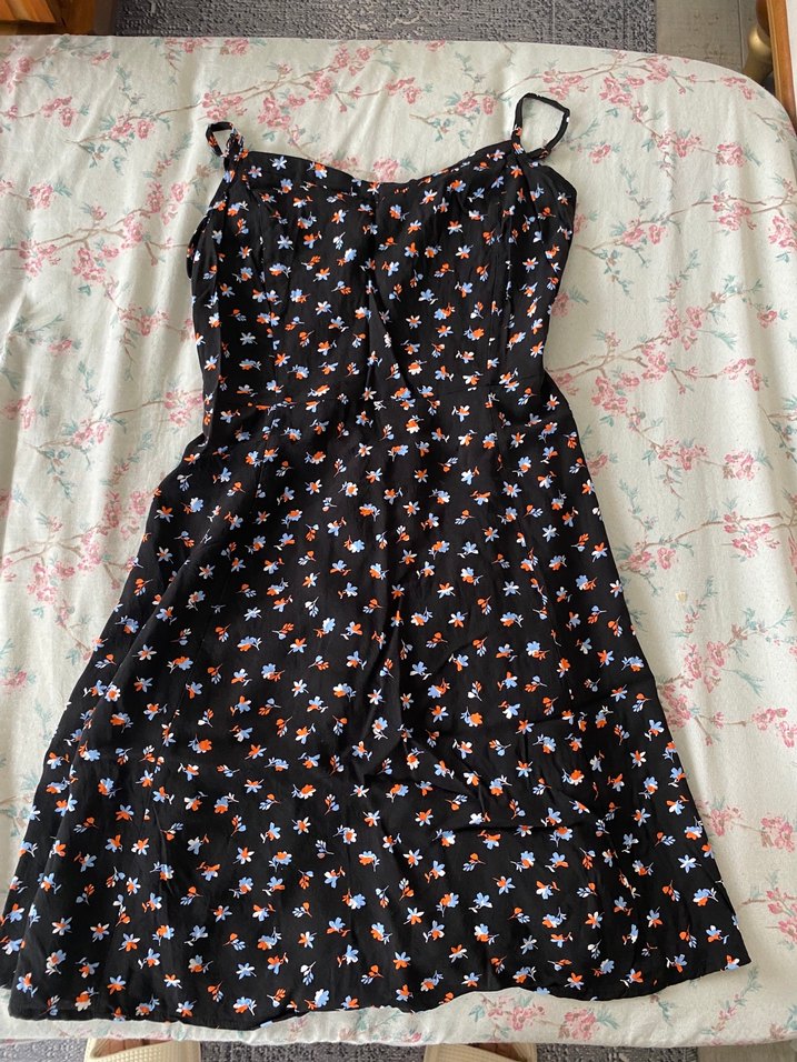 Çiçek Desenli Mini Askılı Elbise - Görsel 2