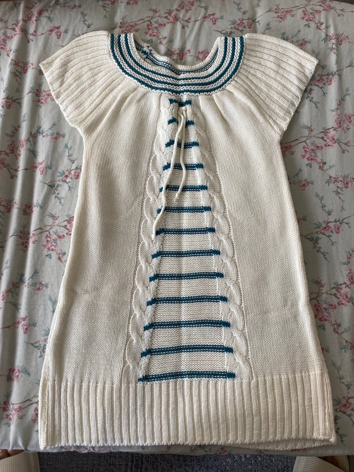 Örgü Beyaz Tunik - Görsel 2