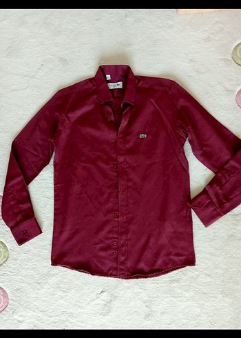Lacoste Orijinal Bordo Uzun Kollu Düğmeli Erkek Gömlek