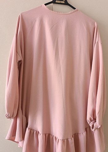 Diğer Pembe Salaş Mini Tunik - Bağlama Desenli