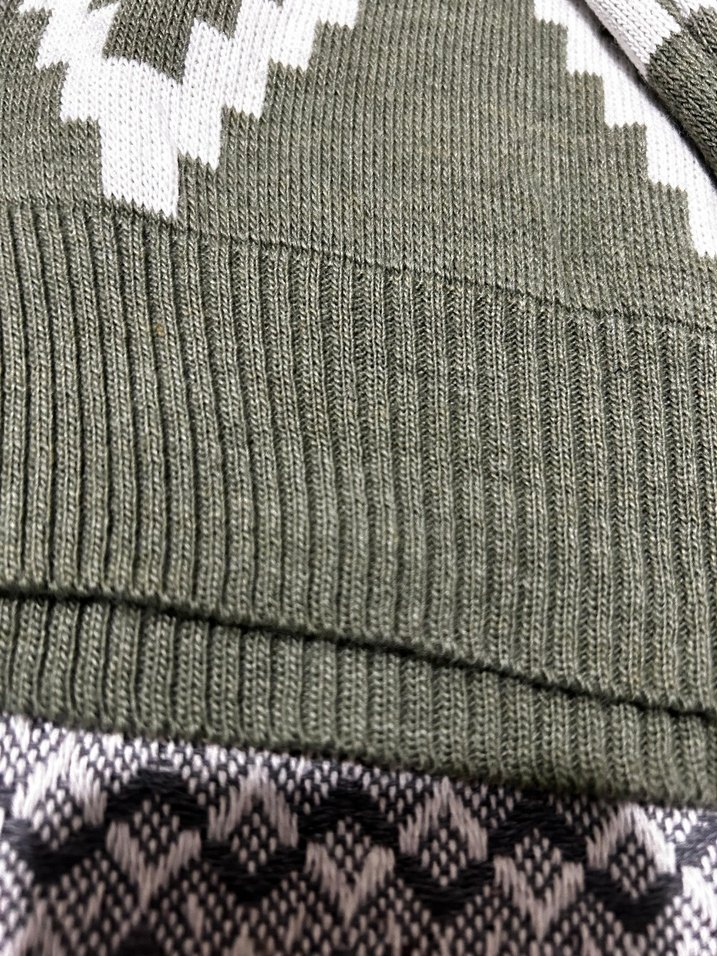 Yeşil Gri Desenli Kadın Triko Kazak - Görsel 3