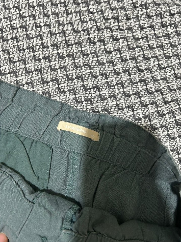 Gri Kemerli Midi Keten Kadın Etek - Görsel 2