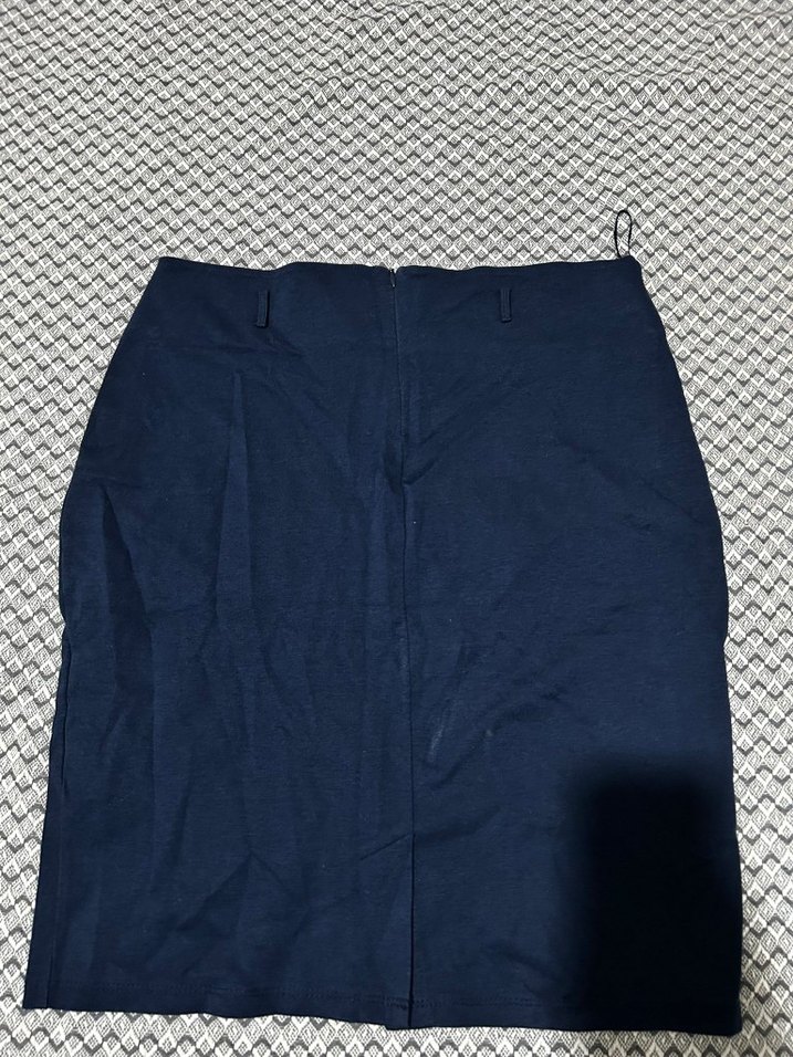 Kemer Detaylı Lacivert Midi Kalem Etek - Görsel 2