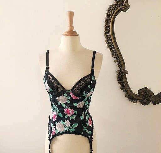 Vintage Korse/ Çiçekli Büstiyer/Jartiyer