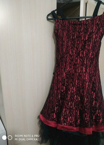 Bordo Dantelli Straplez Midi Gotik Abiye