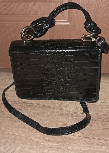 Klasik Siyah Yılan Derisi Desenli Deri Çanta - Görsel 2