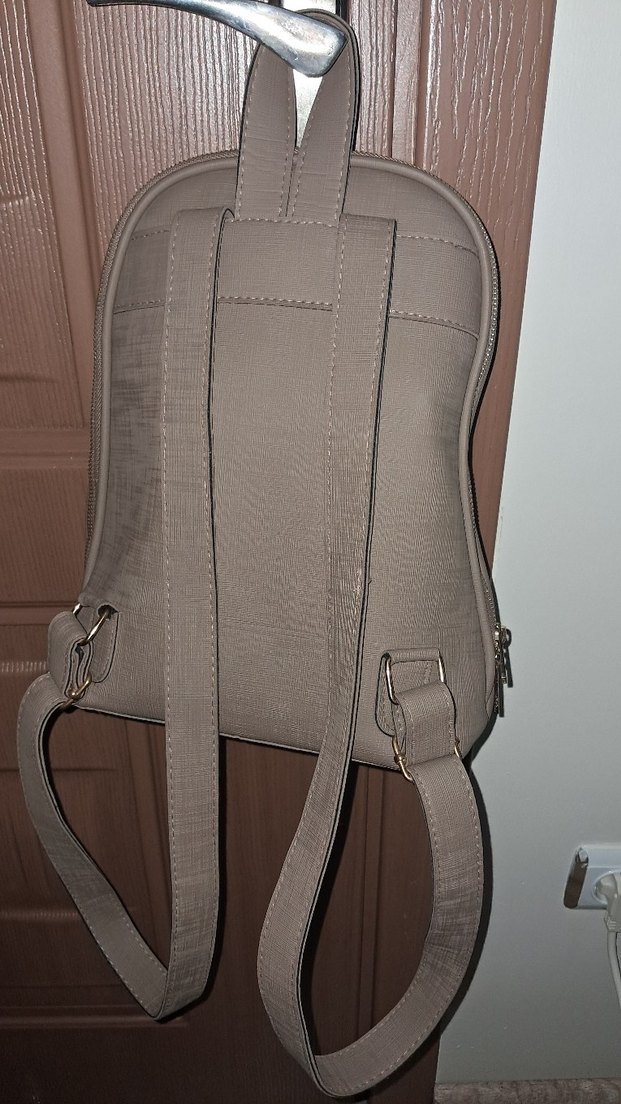 Bej Deri Kadın Sırt Çantası - Görsel 2