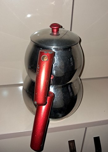 Kırmızı Saplı Çelik Çaydanlık - Görsel 2