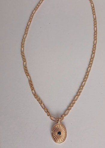  Beden GOLD RENGİ FİGORE ZİNCİR SİYAH TAŞLI ÇELİK KOLYE