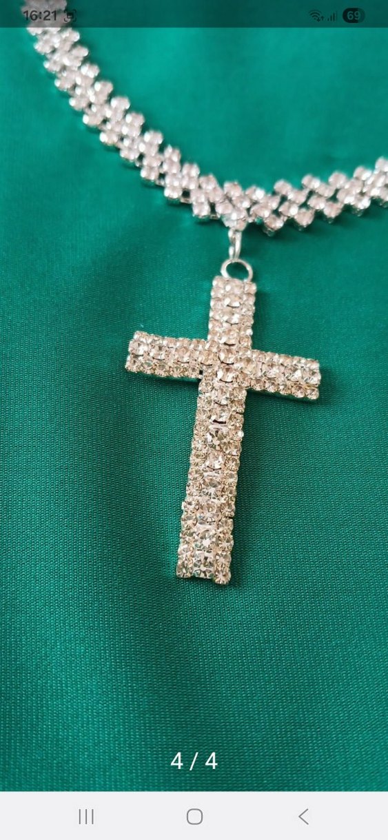 İTHAL ZİRKON TAŞ KAPLAMA HAÇ KOLYE - Görsel 2