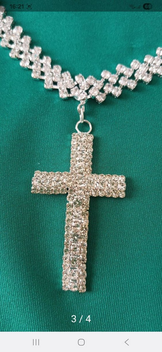 İTHAL ZİRKON TAŞ KAPLAMA HAÇ KOLYE - Görsel 3