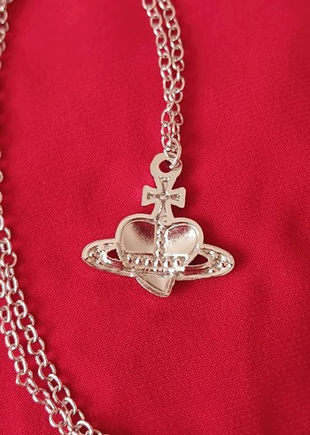 İTHAL VİVİENNE WESTWOOD KIRMIZI KALPLİ ÇELİK KOLYE - Görsel 5