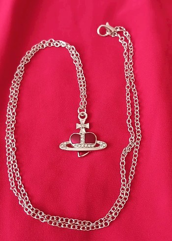 İTHAL VİVİENNE WESTWOOD KIRMIZI KALPLİ ÇELİK KOLYE - Görsel 6