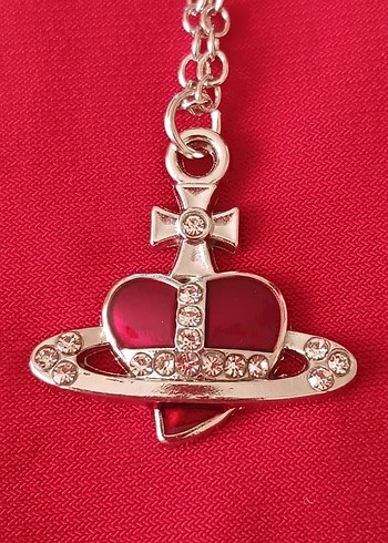 İTHAL VİVİENNE WESTWOOD KIRMIZI KALPLİ ÇELİK KOLYE - Görsel 3