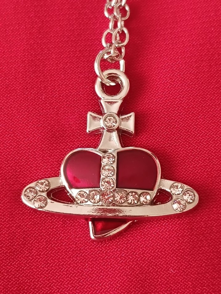 İTHAL VİVİENNE WESTWOOD KIRMIZI KALPLİ ÇELİK KOLYE - Görsel 3