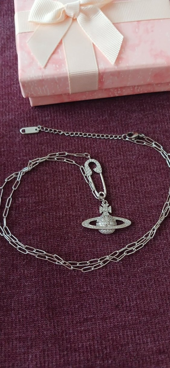 SATÜRN GÜMÜŞ RENGİ ÇELİK KÜRE KOLYE - Görsel 3