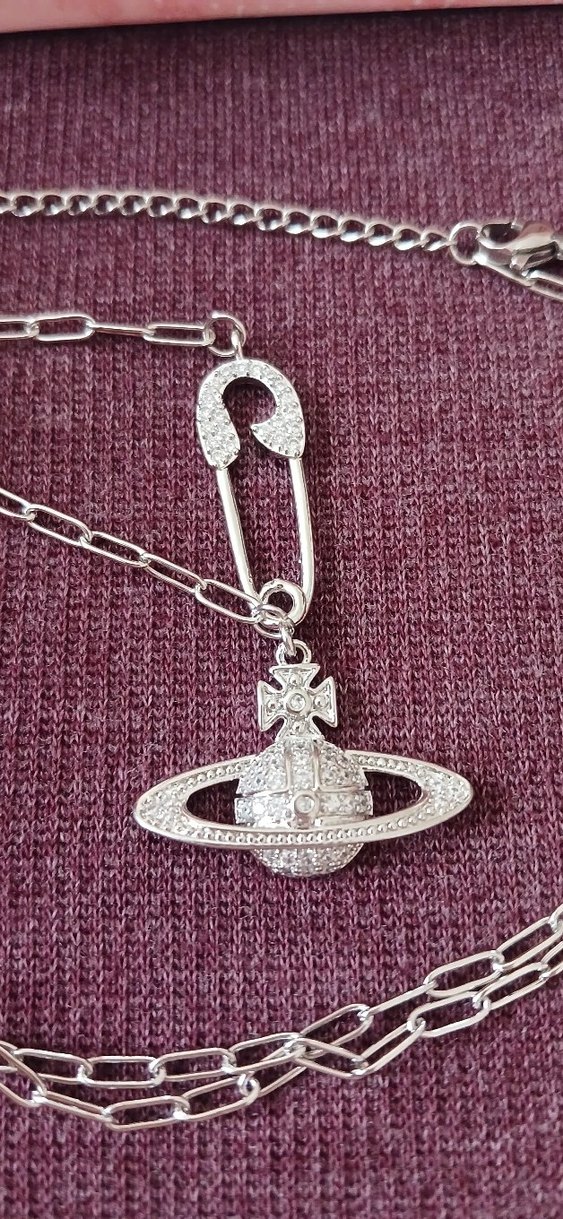 SATÜRN GÜMÜŞ RENGİ ÇELİK KÜRE KOLYE - Görsel 2