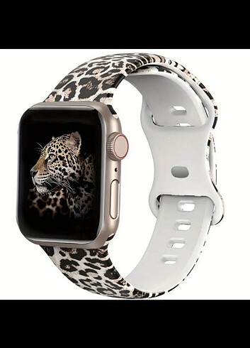 İTHAL APPLE WAHTCH LEOPAR DESENLİ SİLİKON SAAT KORDONU 