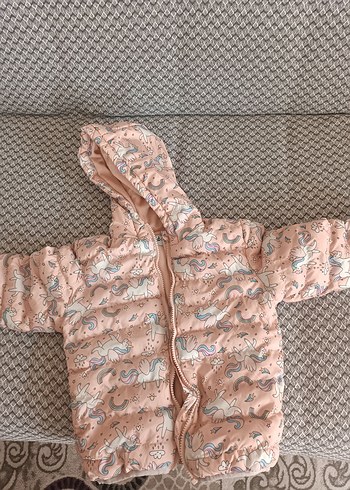 Kız Çocuk Kapüşonlu Fermuarlı Pembe Mont