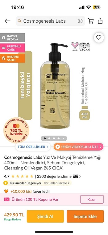 Yüz temizleme yağı