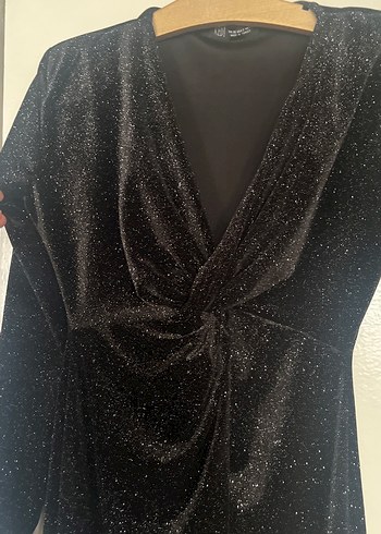 Uzun Kollu Siyah Drapeli Kadın Abiye Elbise - Görsel 3