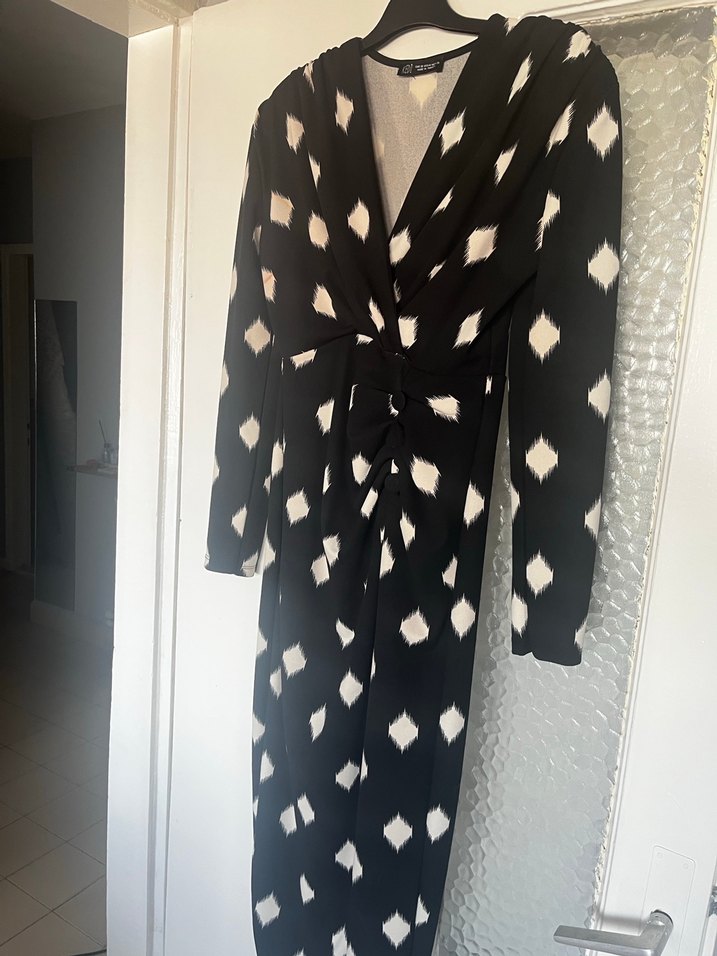 Kadın Siyah  Desenli Uzun elbise - Görsel 2