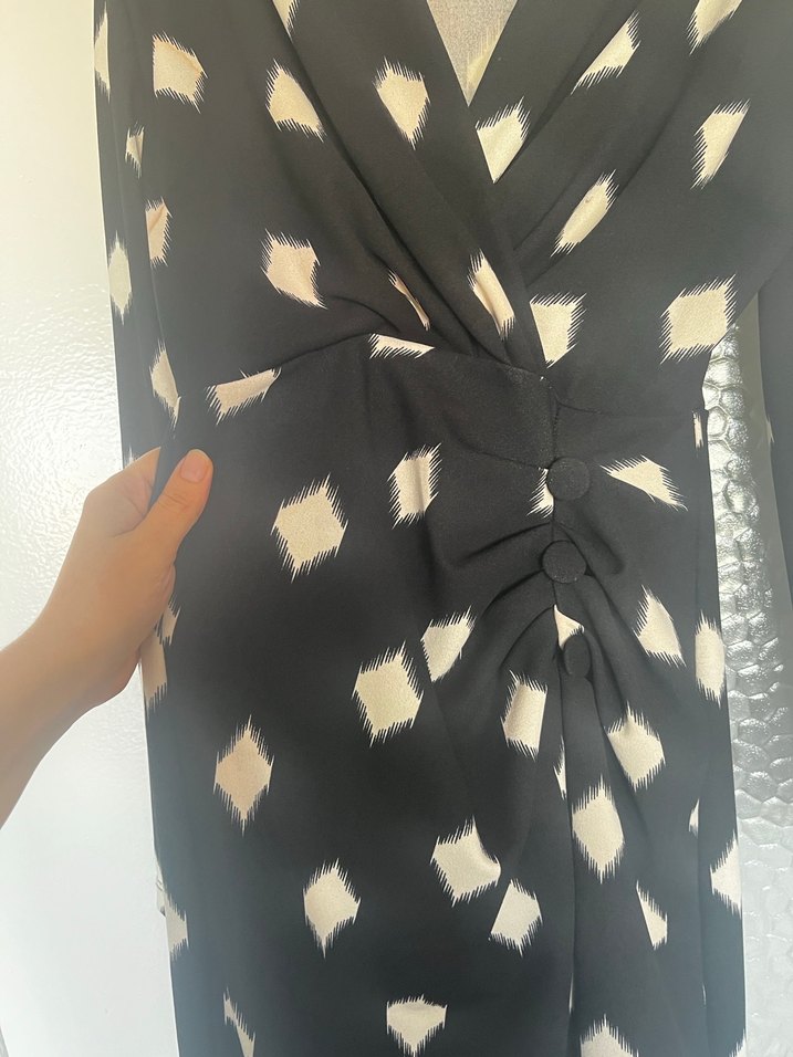 Kadın Siyah  Desenli Uzun elbise - Görsel 4