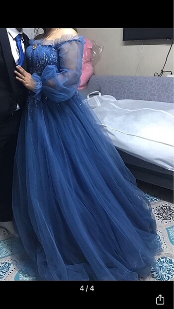 42 Beden mavi Renk Kınalık abiye