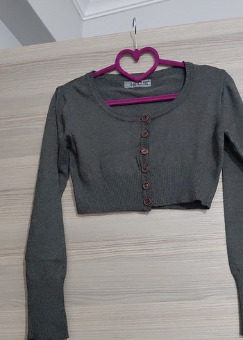 Düğmeli Gri Kız Bolero - Görsel 2