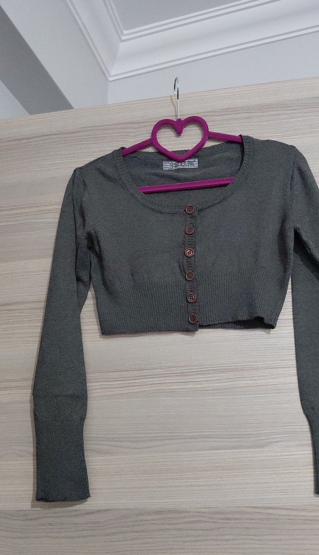 Düğmeli Gri Kız Bolero - Görsel 2