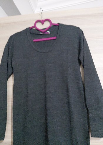 Gri Kadın Triko Uzun Kollu Kazak - Görsel 2