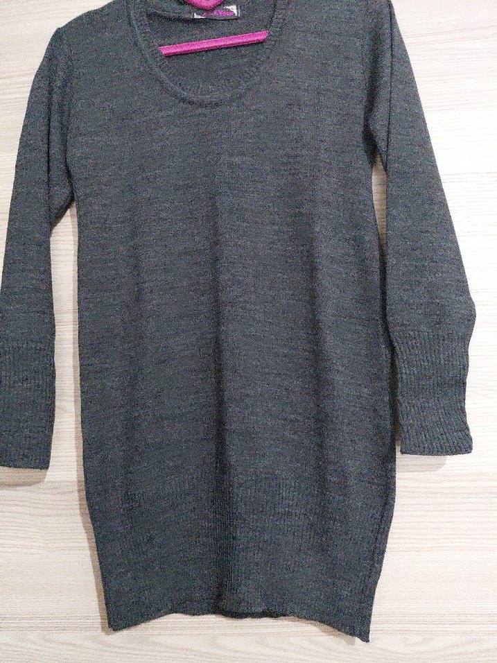 Gri Kadın Triko Uzun Kollu Kazak - Görsel 3