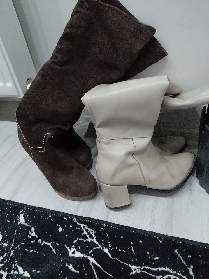 Bordo Deri Kadın İnce Topuklu Çizme - Görsel 3