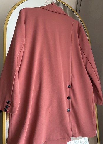 38 Beden pembe Renk Pembe Uzun Kesim Kadın Blazer Ceket