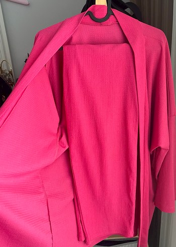 Pembe Uzun Kollu Kadın Kimono Takım