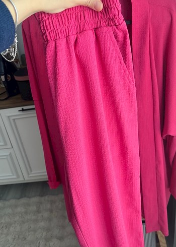 Diğer Pembe Uzun Kollu Kadın Kimono Takım