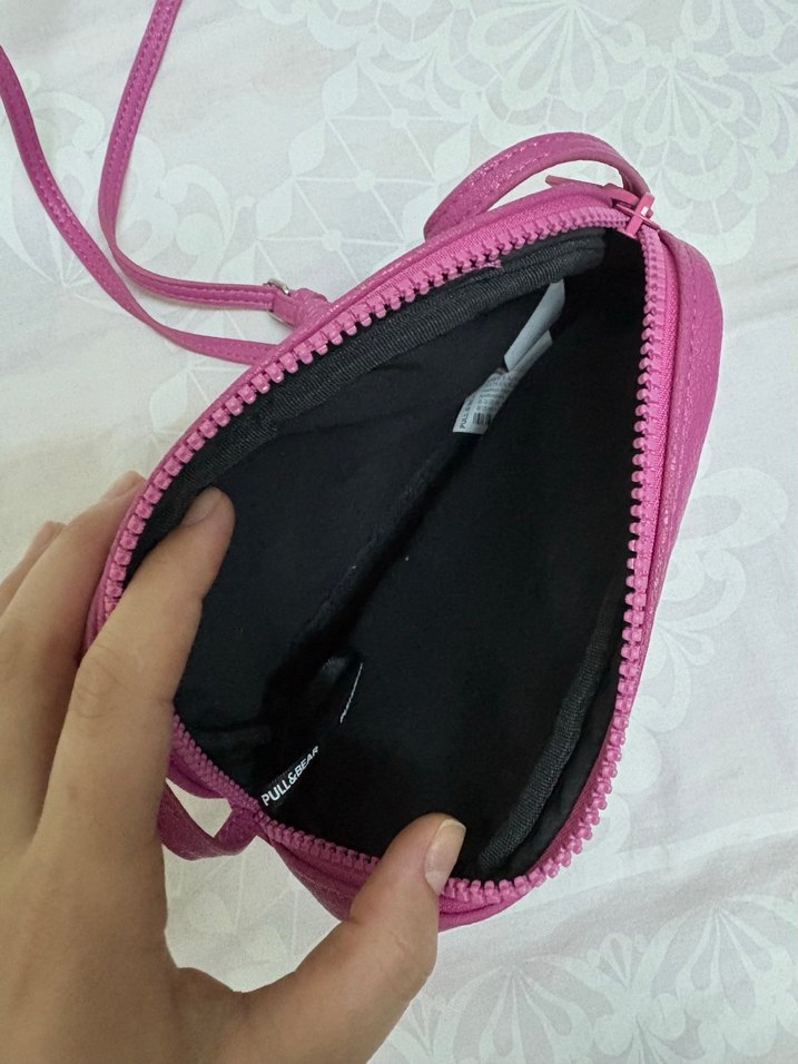 Pull and bear Pembe Deri Kadın Çapraz Çanta - Görsel 3