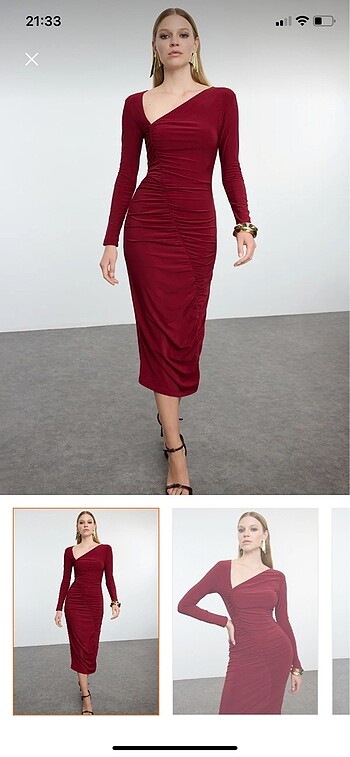 Milla Bordo Midi Elbise