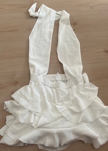 Beyaz Mini Bohem Elbise